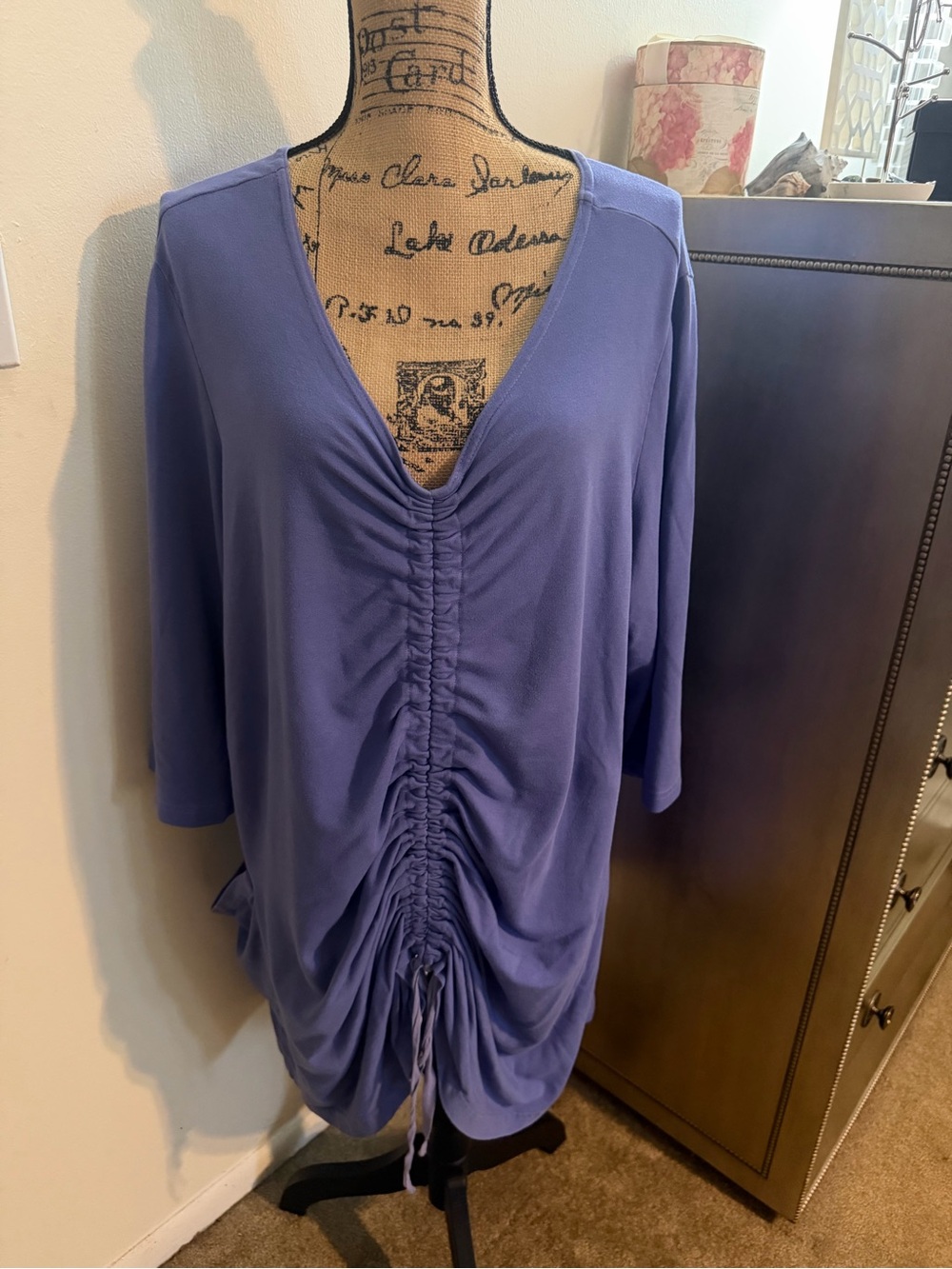 bryn Walker Lavender Ruched V-Neck Tunic